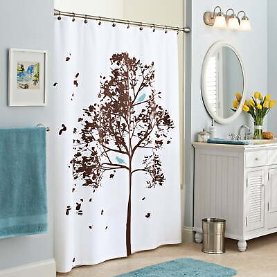 #ad #ad Farley Tree Design Fabric Shower Curtain 72quot; x 72quot; Brown $15.19