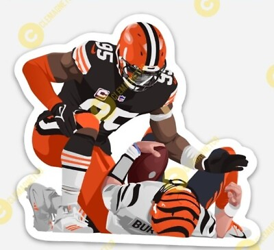 #ad Cleveland Browns STICKER Myles Garrett Sacks Joe Burrow NFL $5.55