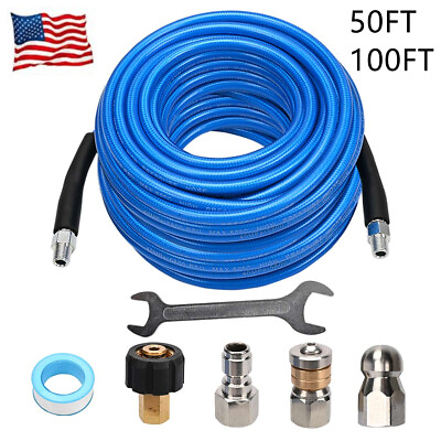 #ad 5800PSI Sewer Jetter Kit for Pressure Washer 1 4quot; M NPT Drain Cleaner Hose Pipe $49.99