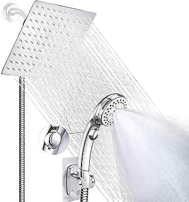 #ad Shower Head with Handheld High Pressure 8#x27;#x27; Rainfall Stainless Steel ON OFF Paus $32.99