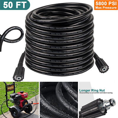 #ad 50 FT High Pressure Washer Hose 5800 PSI M22 14MM Power Washer Extension Hose $22.98