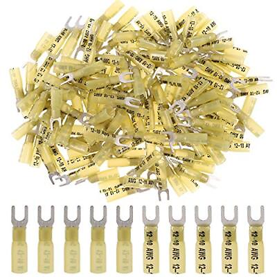 #ad 50pcs Nylon Insulated Heat Shrink Butt Fork Wire Electrical Crimp Terminal Co... $15.66