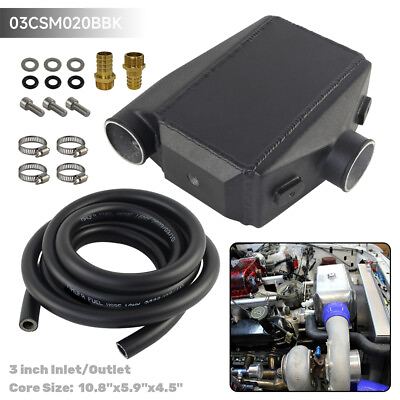#ad Universal Liquid to Air Intercooler Kit 10.8quot;x5.9quot;x4.5quot; 3quot; 90Degree Inlet Outlet $235.93