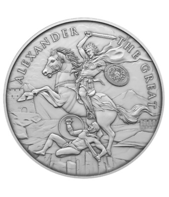 #ad #ad 1 Troy oz Alexander the Great Design .999 Fine Silver Round $25.00