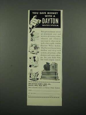 #ad 1949 Dayton Water System Ad You Save Money With $19.99