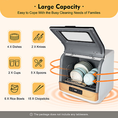 #ad Portable Countertop Dishwasher 4 Washing Programs Compact Dishwasher 1200W 110V $171.57