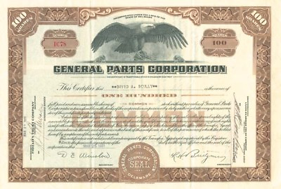 #ad General Parts Corporation General Stocks $35.00