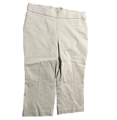 #ad BRIGGS Pull On Pants Women#x27;s 16 Side Pocket Comfort Capri Khaki Beige Size XL $16.00