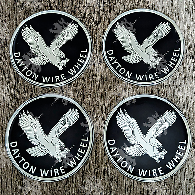 #ad Black and Silver Chrome Dayton Eagle Wire Wheel Chips Set of 4 Size 2.25 inches $15.00
