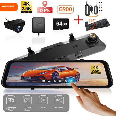 #ad WOLFBOX G900 Mirror Dash Camera 4K Dash Cam Front and Rear with Free OEM Bracket $225.59