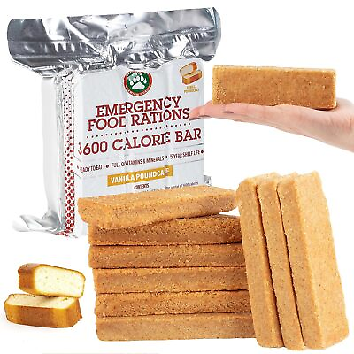 #ad Grizzly Gear Emergency Food Rations 3600 Calorie Bar Vanilla Poundcake 3 Day $21.94