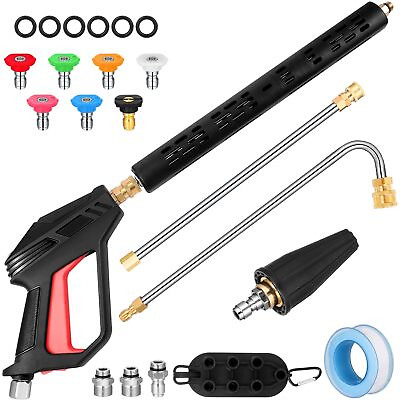 #ad #ad 4000 Psi Pressure Washer Gun with 2 Extension Washer Wands 7 Nozzle 3 Swivel ... $36.01