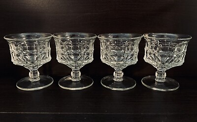 #ad EAPG Clear Pressed Glass Low Stemmed Sherbet Dessert Cup Dish 3 3 4” Set Of 4 $17.99