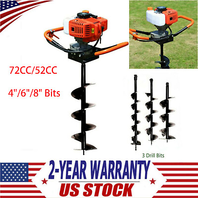#ad 72CC 52CC Post Hole Digger Gas Powered Earth Auger Borer Ground 4quot; 6quot; 8quot; Bits $252.00
