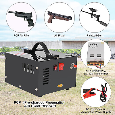 #ad PCP Air Compressor 4500PSI 30MPa PCP Rifle Pistol Manual Stop w Built in Fan $145.99