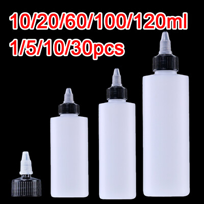 #ad 10 120ML Plastic Squeeze Bottles with Twist Top Cap Tip Applicator Empty PE $4.53