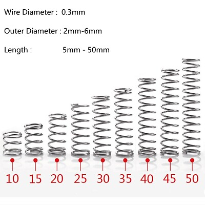 #ad Small Stainless Steel Compression Springs 0.3mm Wire Dia 2 6mm OD 5 50mm Lenght $23.99