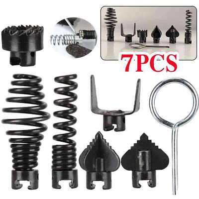 7 Piece Cutter Set Drain Cleaner Plumbing Snake Tool Cable Auger Clog Sewer Pipe #ad $8.36