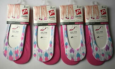 #ad 8 Pairs Peds Ladies Ultra Low Cut No Show Liner Socks Comfort 5 10 Shoe Sz Pink $13.99
