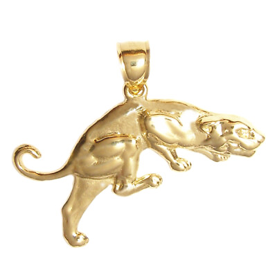 #ad New 14k Yellow Gold Panther Pendant $439.99