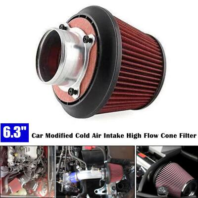 #ad 6.3quot; Cold Short Ram Air Intake High Flow Cone Filter Red Induction Universal	Kit $37.49