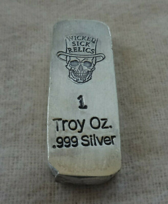 #ad Mutiny Metals WICKED SICK 1oz .999 Silver Kit Kat Bar Skeleton Mintage 50 Poured $85.00