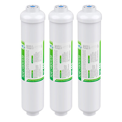 #ad 3 Pack Post Carbon Inline Water Filter Quick Connect 1 4quot; QC Fridge Ice maker $19.10