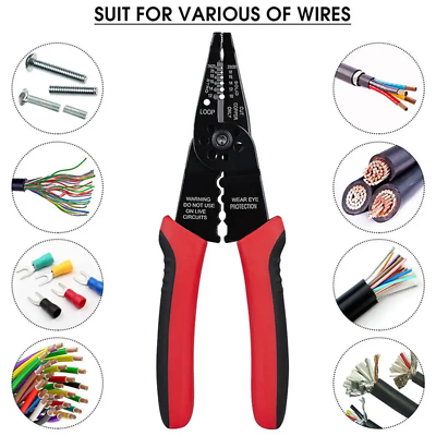 #ad Wire Cable Screws Stripper Cutter Crimper Shearer Snipper Pliers Grip Multi Tool $8.73