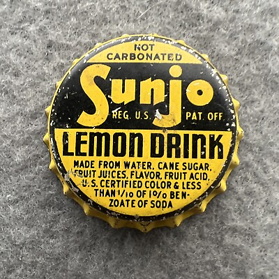#ad Vintage SUNJO LEMON DRINK Cork Lined bottle cap Mid Century $12.00
