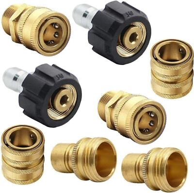 #ad 8pc Pressure Washer Adapter Set Quick Disconnect Kit M22 Swivel to 3 8#x27;#x27; Connect $21.99