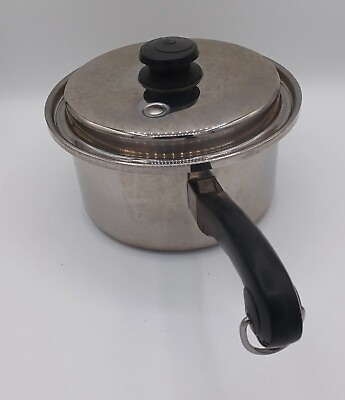 #ad Vintage Saladmaster T304S 2 Quart Saucepan Pot Stainless Cookware w Vapo Lid $60.00