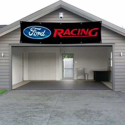 #ad #ad Ford Logo Banner Flag 2x8Ft Car Truck Racing Show Garage Wall Workshop Advertise $14.97