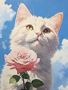 #ad CHOSIGHT 5D Diamond Painting Cat Kit DIY Paint with Diamond Art Flower Round $20.23