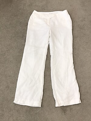 #ad Madison Linen Blend Pants Womens size 6 White Clean Light White Breathable EUC $24.93