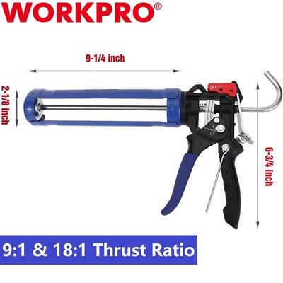 #ad #ad WORKPRO Caulking Gun 9:1 amp; 18:1 Thrust Ratio Hand Silicone gun with Comfort Grip $25.99