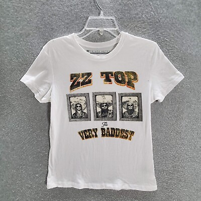 #ad Prince Peter Women Top Small White T Shirt Graphic ZZ Top The Very Baddest Tee $10.31