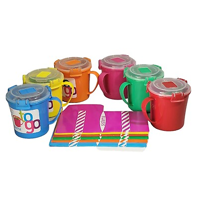 #ad Sistema To Go Soup Mugs 6 Pack Set Breakfast Noodle Bowl New w Gift Box 22.1 Oz $59.00