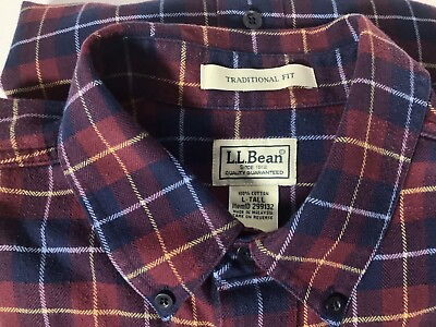 #ad LL Bean Shirt Men#x27;s LT Brushed Twill Heavy Cotton Long Sleeve Button Down Tall $15.98