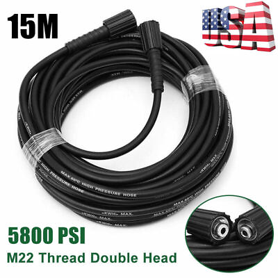 #ad 15M High Pressure Washer Hose 14mm Connect Water Cleaner Replacement Pipe M22 $19.99