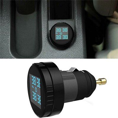 #ad Car TPMS Tire Pressure Monitoring System Wireless 4 Sensors Cigarette Lighter $61.90