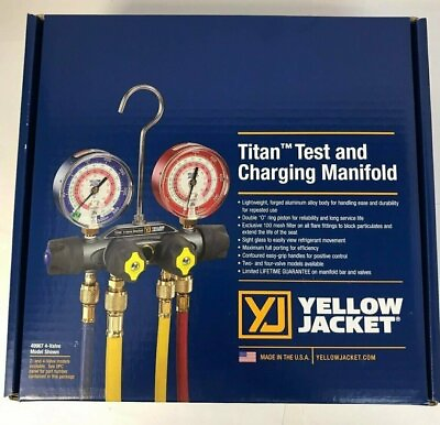#ad Yellow Jacket 49967 Titan™ Manifold 3 1 8quot; Gauges w Hoses R22 404A 410A $227.99