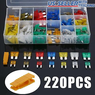 #ad 220pc Blade Fuse Assortment Auto Car Truck Motorcycle Fuses Kit ATC ATO ATM $9.59
