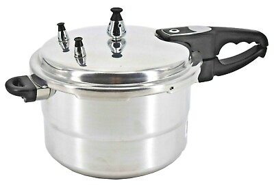 #ad Aluminum Pressure Cooker With Steamer 4.2 5.2 7.39 9.5 11.6 Quart Silver $84.30