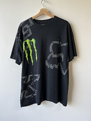 #ad Fox Racing Monster Energy Collab T Shirt Men#x27;s Size XL Ricky Carmichael #4 C $47.99