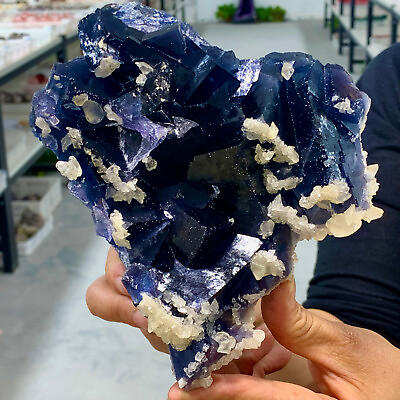 #ad 3.24LB Rare transparent purple cubic fluorite mineral crystal sample China $1099.00