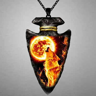 #ad Fashion Flame Wolf King Geometric Triangle Necklace Pendant Punk Hip Hop Gift $10.98
