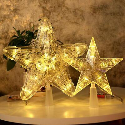 #ad 15cm LED Transparent Five pointed Star Merry Christmas Tree Toppers Cristmas Dec $20.35