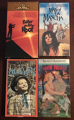 #ad #ad VHS Lot of 4 Musical Movies Fiddler Roof Man LaMancha South Pacific Oliver $22.00