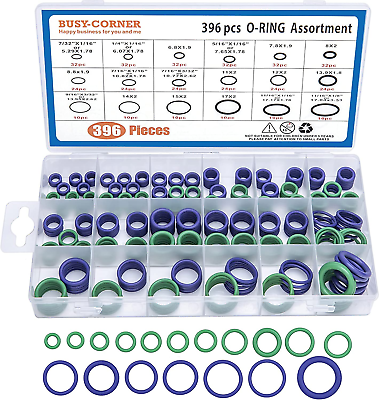 #ad Oring Kit 396 Pieces 18 Sizes SAE Inch Car Air Conditioning A C O Ring Seals Rub $17.82