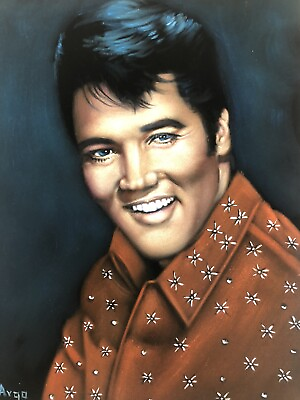Young Elvis Presley black velvet original oil painting handpainted signed art #ad #ad $175.00